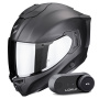 Casque Full Face Scorpion Exo 1500 Air Solid Matt Black + Kit Bluetooth Lokui K30