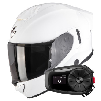 Full Face Scorpion Exo 1500 Air Solid Pearl White + Kit Bluetooth 5S Solo