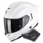 Casque Full Face Scorpion Exo 1500 Air Solid Pearl White + Kit Bluetooth BT Mini