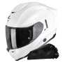 Casque Full Face Scorpion Exo 1500 Air Solid Pearl White + Kit bluetooth Exo-Com Link-1C