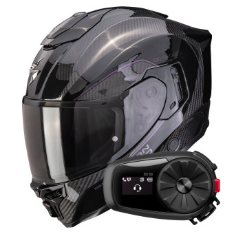 Full Face Scorpion Exo 1500 Carbon Air Mundi Black Chameleon + Kit Bluetooth 5S Solo