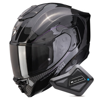 Full Face Scorpion Exo 1500 Carbon Air Mundi Black Chameleon + Kit Bluetooth BT Mini