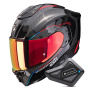 Casque Full Face Scorpion Exo 1500 Carbon Air Mundi Black Red + Kit Bluetooth BT Mini