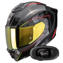 Casque Full Face Scorpion Exo 1500 Carbon Air Mundi Black Red Yellow + Kit bluetooth 5R Lite Solo