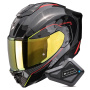 Casque Full Face Scorpion Exo 1500 Carbon Air Mundi Black Red Yellow + Kit Bluetooth BT Mini
