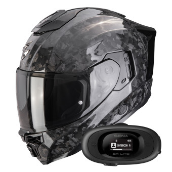 Full Face Scorpion Exo 1500 Carbon Air Onyx Solid Black + Kit bluetooth 5R Lite Solo