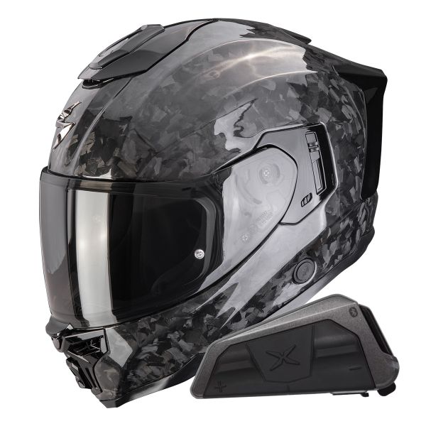 Full Face Scorpion Exo 1500 Carbon Air Onyx Solid Black + Kit bluetooth Exo-Com Link-1