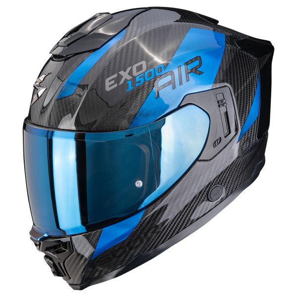 Full Face Scorpion Exo 1500 Carbon Air Platted Black Blue Full Face Scorpion Exo 1500 Carbon Air Platted Black Blue