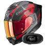 Casque Full Face Scorpion Exo 1500 Carbon Air Platted Black Red + Kit bluetooth 5R Lite Solo