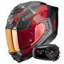 Casque Full Face Scorpion Exo 1500 Carbon Air Platted Black Red + Kit Bluetooth 5S Solo