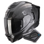 Casque Full Face Scorpion Exo 1500 Carbon Air Solid Black + Kit Bluetooth BT Mini