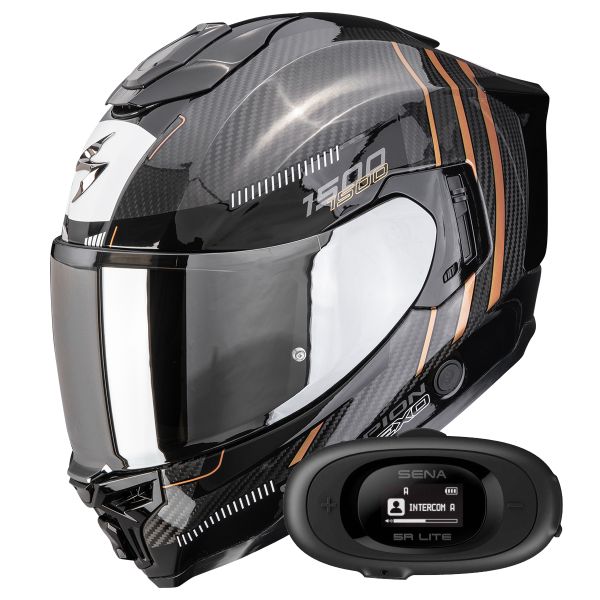 Full Face Scorpion Exo 1500 Carbon Air Zity Black Copper + Kit bluetooth 5R Lite Solo