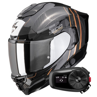 Full Face Scorpion Exo 1500 Carbon Air Zity Black Copper + Kit Bluetooth 5S Solo