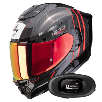 Casque Full Face Scorpion Exo 1500 Carbon Air Zity Black Red + Kit bluetooth 5R Lite Solo Casque Full Face Scorpion Exo 1500 Carbon Air Zity Black Red + Kit bluetooth 5R Lite Solo