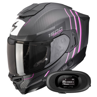 Casque Full Face Scorpion Exo 1500 Carbon Air Zity Matt Black Pink + Kit bluetooth 5R Lite Solo Casque Full Face Scorpion Exo 1500 Carbon Air Zity Matt Black Pink + Kit bluetooth 5R Lite Solo