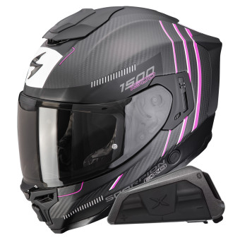 Full Face Scorpion Exo 1500 Carbon Air Zity Matt Black Pink + Kit bluetooth Exo-Com Link-1