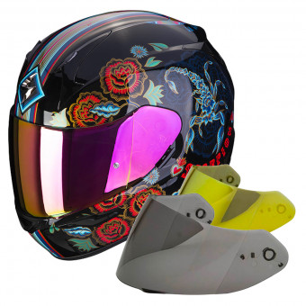 Full Face Scorpion Exo 390 Chica II Black Blue Red + Visor