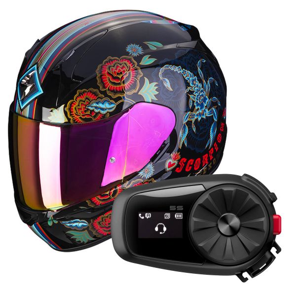 Exo 390 Casco Integral Chica Exo 390 Chica II Black Blue Red Kit