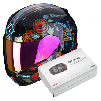 Full Face Scorpion Exo 390 Chica II Black Blue Red + Kit Bluetooth SMH5