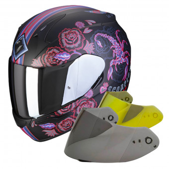 Full Face Scorpion Exo 390 Chica II Matt Black Pink + Visor