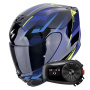 Casque Full Face Scorpion Exo 391 Aaxo Black Blue + Kit Bluetooth 5S