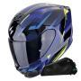 Casque Full Face Scorpion Exo 391 Aaxo Black Blue + Kit bluetooth Exo-Com Link-1C