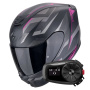 Casque Full Face Scorpion Exo 391 Aaxo Matt Black Pink + Kit Bluetooth 5S