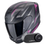Casque Full Face Scorpion Exo 391 Aaxo Matt Black Pink + Kit Bluetooth Lokui K30