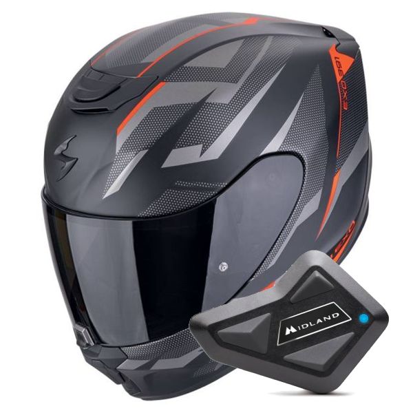 Full Face Scorpion Exo 391 Aaxo Matt Black Red + Kit bluetooth BT Mini