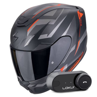 Full Face Scorpion Exo 391 Aaxo Matt Black Red + Kit Bluetooth Lokui K30