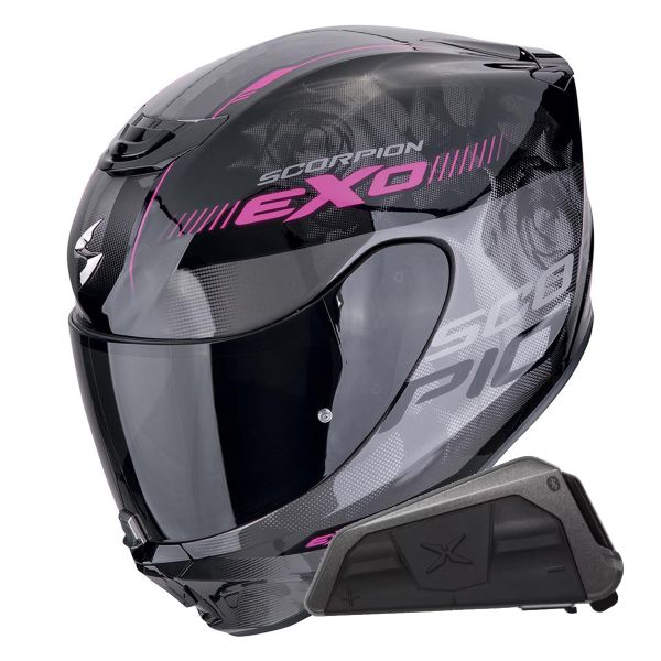 Full Face Scorpion Exo 391 Ava Black Pink + Kit bluetooth Exo-Com Link-1