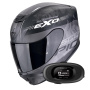 Casque Full Face Scorpion Exo 391 Ava Matt Black Silver + Kit bluetooth 5R Lite