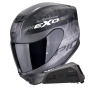 Casque Full Face Scorpion Exo 391 Ava Matt Black Silver + Kit bluetooth Exo-Com Link-1