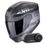 Casque Full Face Scorpion Exo 391 Ava Matt Black Silver + Bluetooth Kit Lokui K30