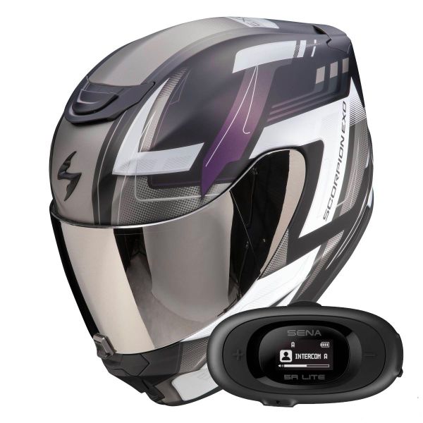 Full Face Scorpion Exo 391 Captor Black Mat Cameleon + Kit bluetooth 5R Lite Solo