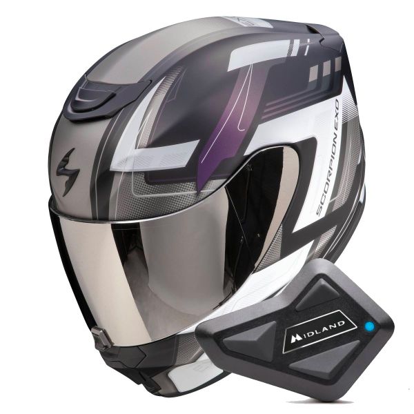 Full Face Scorpion Exo 391 Captor Black Mat Cameleon + Kit Bluetooth BT Mini