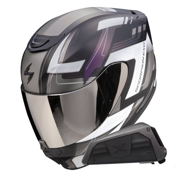 Full Face Scorpion Exo 391 Captor Black Mat Cameleon + Kit bluetooth Exo-Com Link-1