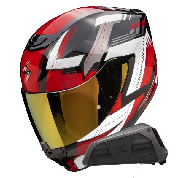 Full Face Scorpion Exo 391 Captor Black Red + Kit bluetooth Exo-Com Link-1C