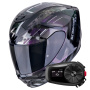 Casque Full Face Scorpion Exo 391 Clutter Black Chameleon + Kit Bluetooth 5S Solo