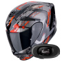 Casque Full Face Scorpion Exo 391 Clutter Black Red + Kit bluetooth 5R Lite