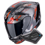 Casque Full Face Scorpion Exo 391 Clutter Black Red + Kit Bluetooth BT Mini