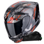 Casque Full Face Scorpion Exo 391 Clutter Black Red + Kit bluetooth Exo-Com Link-1C