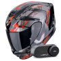 Casque Full Face Scorpion Exo 391 Clutter Black Red + Kit Bluetooth Lokui K30