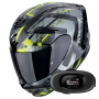 Casque Full Face Scorpion Exo 391 Clutter Black Yellow Fluo + Kit bluetooth 5R Lite