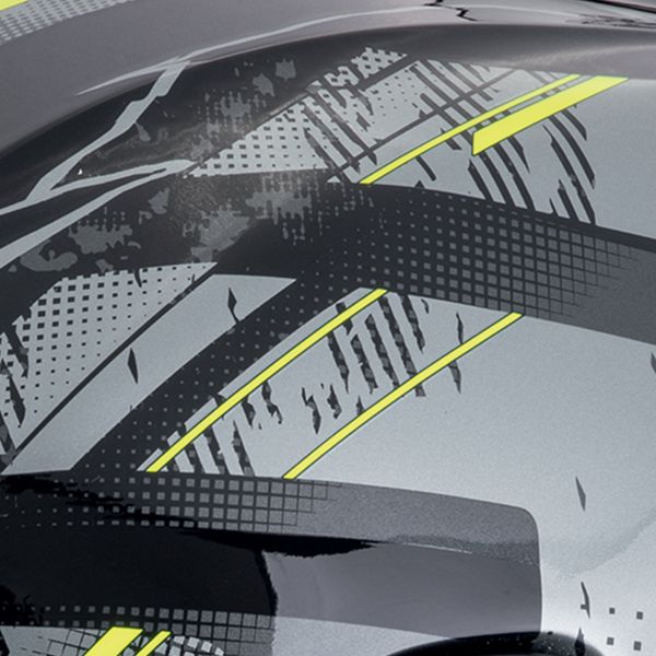 Scorpion Exo 391 Clutter Black Yellow Fluo + Kit bluetooth Exo-Com Link-1C