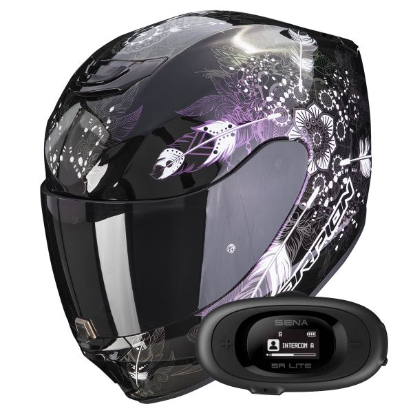 Full Face Scorpion Exo 391 Dream Black Chameleon + Kit bluetooth 5R Lite