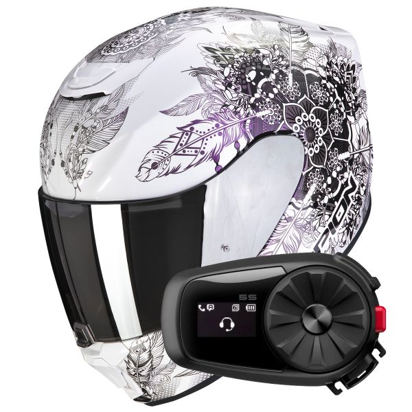 Full Face Scorpion Exo 391 Dream White Chameleon + Kit Bluetooth 5S