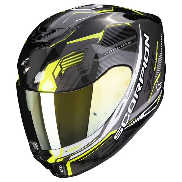 Full Face Scorpion Exo 391 Haut Black Silver Neon Yellow
