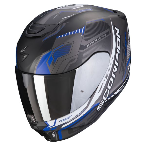 Full Face Scorpion Exo 391 Haut Matt Black Silver Blue Full Face Scorpion Exo 391 Haut Matt Black Silver Blue