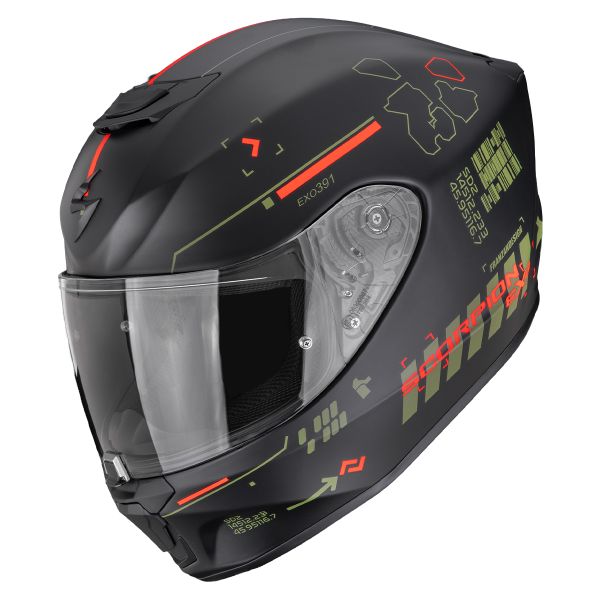 Full Face Scorpion Exo 391 Iron Matt Black Green Red